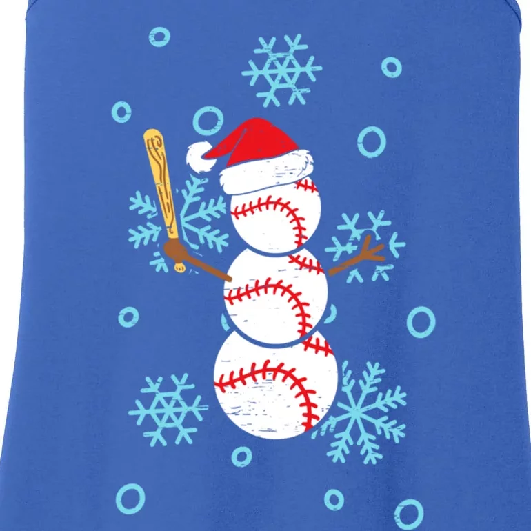 Baseball Snow Bat Pitcher Catcher Snow Holidays Gift Ladies Essential Tank