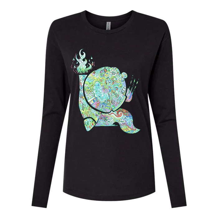 Burning Snail Womens Cotton Relaxed Long Sleeve T-Shirt