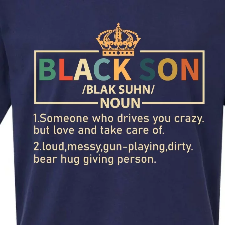 Black Son Blak Suhn noun For Black History Month Gift Sueded Cloud Jersey T-Shirt