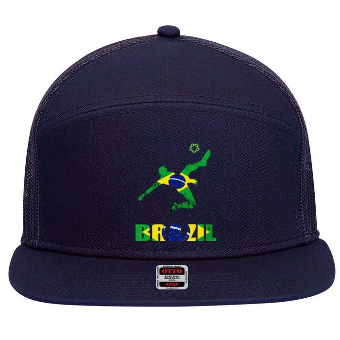 Brazil Soccer Brazilian Football Player Brasileiro Player 7 Panel Mesh Trucker Snapback Hat