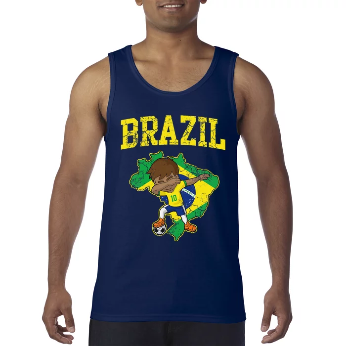 Brazil Soccer Boy Brazilian Football Dabbing Tank Top