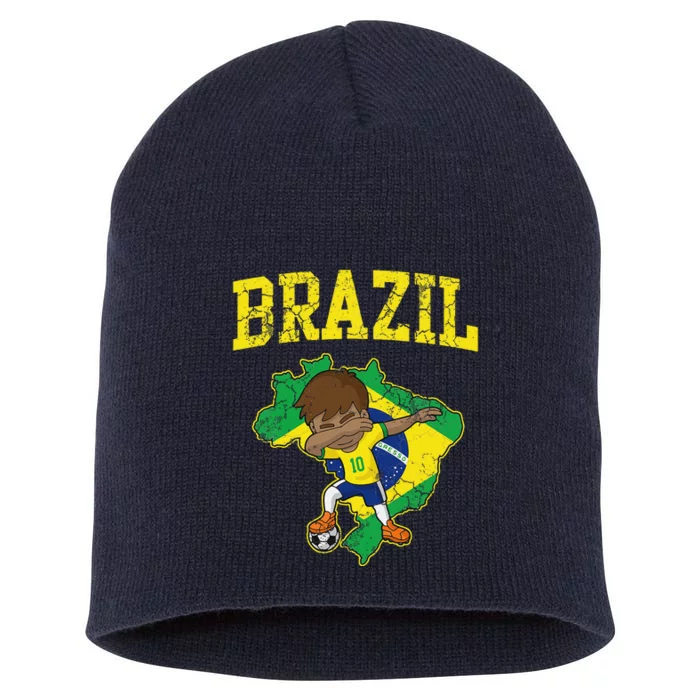 Brazil Soccer Boy Brazilian Football Dabbing Short Acrylic Beanie