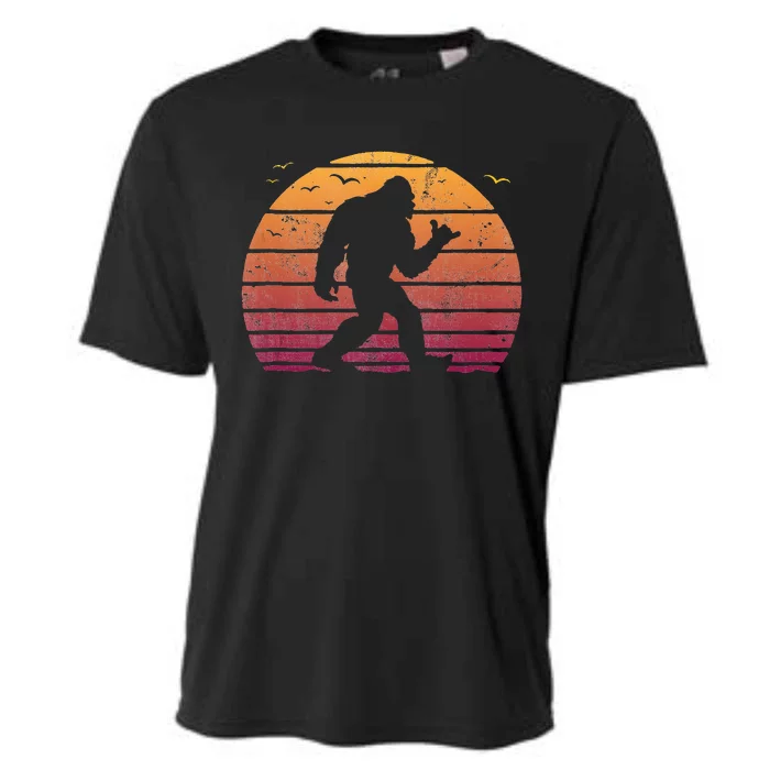 Bigfoot Surfing Beach Vacation Retro Surfboard Surf Shaka Cooling Performance Crew T-Shirt