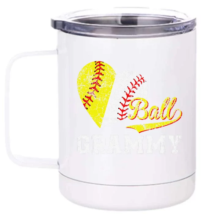 Baseball Softball Ball Heart Grammy Mother's Day Front & Back 12oz Stainless Steel Tumbler Cup