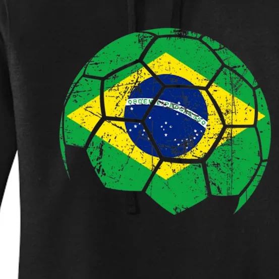 Brazil Soccer Ball Flag Jersey Women's Pullover Hoodie