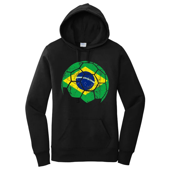 Brazil Soccer Ball Flag Jersey Women's Pullover Hoodie