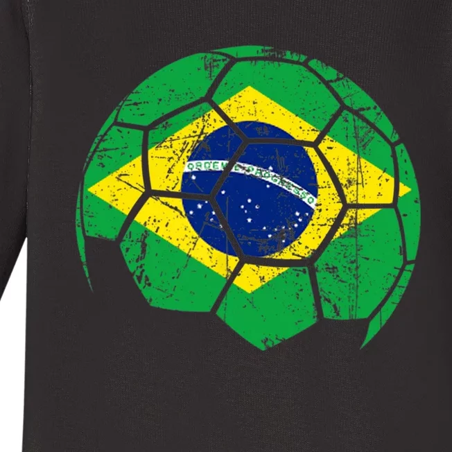 Brazil Soccer Ball Flag Jersey Baby Long Sleeve Bodysuit