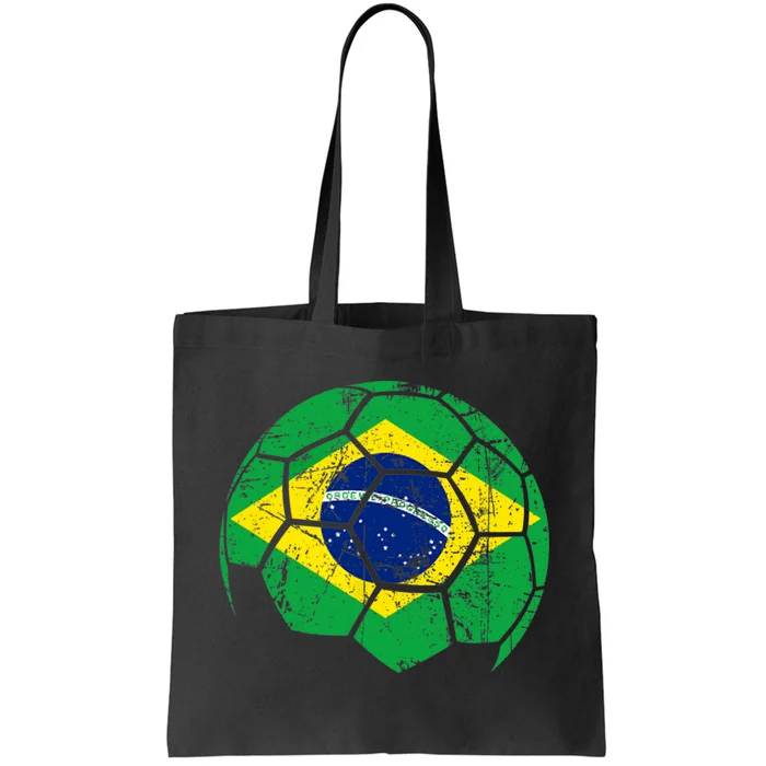 Brazil Soccer Ball Flag Jersey Tote Bag