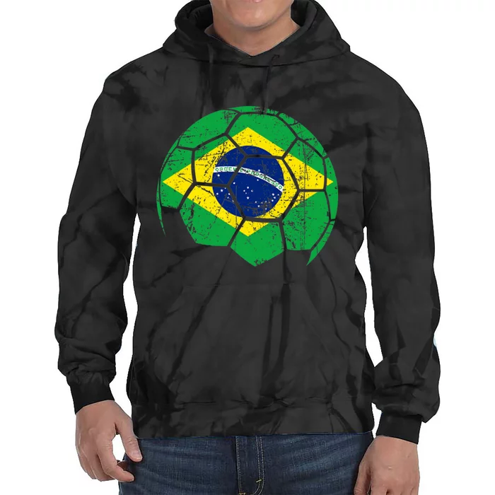 Brazil Soccer Ball Flag Jersey Tie Dye Hoodie