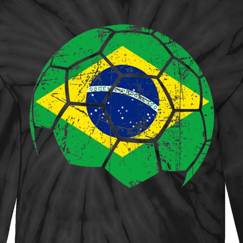 Brazil Soccer Ball Flag Jersey Tie-Dye Long Sleeve Shirt