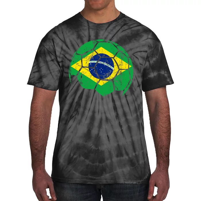 Brazil Soccer Ball Flag Jersey Tie-Dye T-Shirt