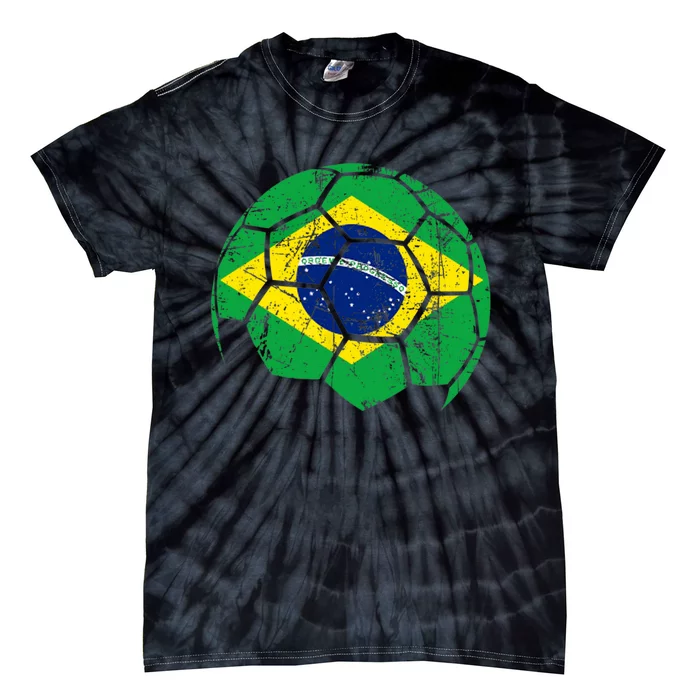 Brazil Soccer Ball Flag Jersey Tie-Dye T-Shirt