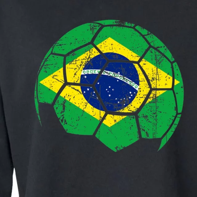 Brazil Soccer Ball Flag Jersey Cropped Pullover Crew