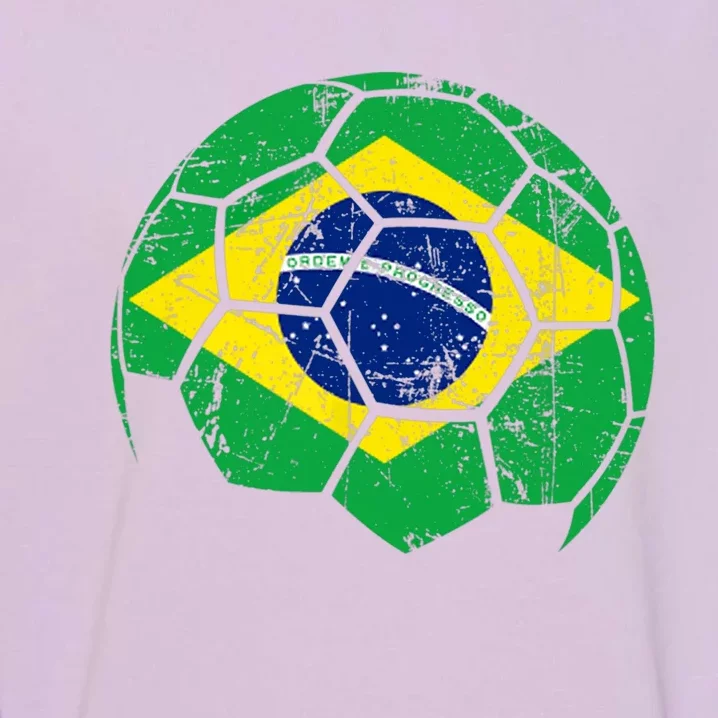 Brazil Soccer Ball Flag Jersey Garment-Dyed Sweatshirt