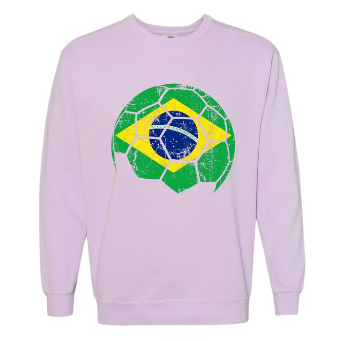 Brazil Soccer Ball Flag Jersey Garment-Dyed Sweatshirt