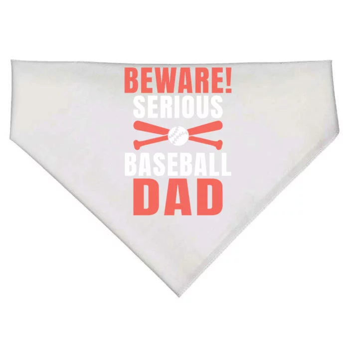 Beware Serious Baseball Dad Gift USA-Made Doggie Bandana