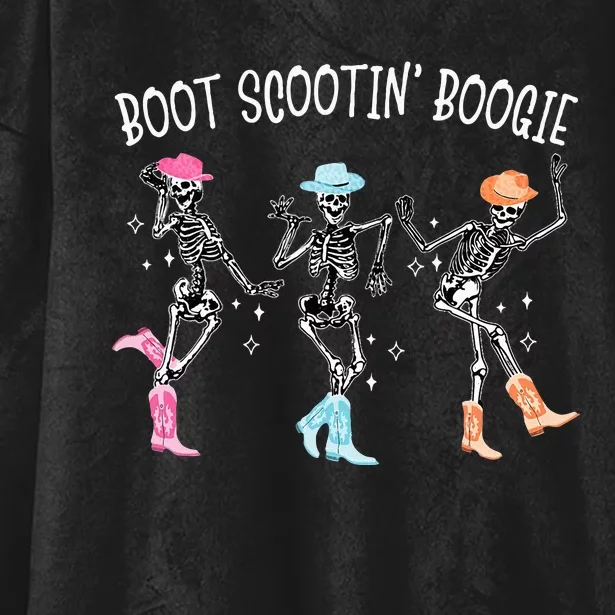 Boot Scootin Boogie Retro Western Skeleton Dancing Cowboys Hooded Wearable Blanket