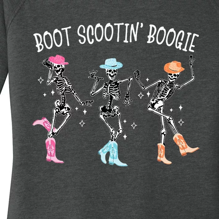 Boot Scootin Boogie Retro Western Skeleton Dancing Cowboys Women's Perfect Tri Tunic Long Sleeve Shirt