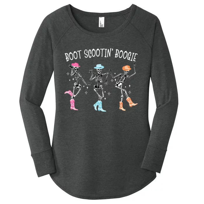 Boot Scootin Boogie Retro Western Skeleton Dancing Cowboys Women's Perfect Tri Tunic Long Sleeve Shirt