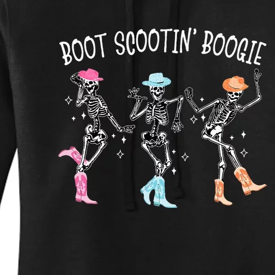 Boot Scootin Boogie Retro Western Skeleton Dancing Cowboys Women's Pullover Hoodie