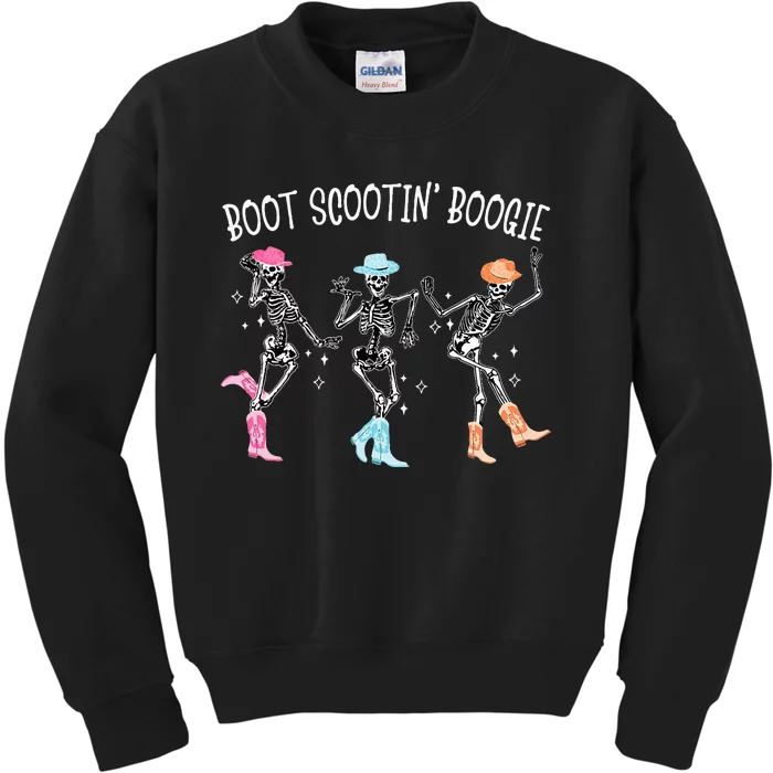 Boot Scootin Boogie Retro Western Skeleton Dancing Cowboys Kids Sweatshirt