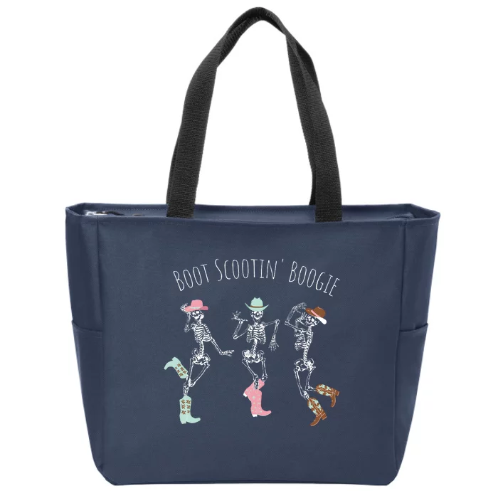 Boot Scootin Boogie Halloween Skeleton Dancing Zip Tote Bag