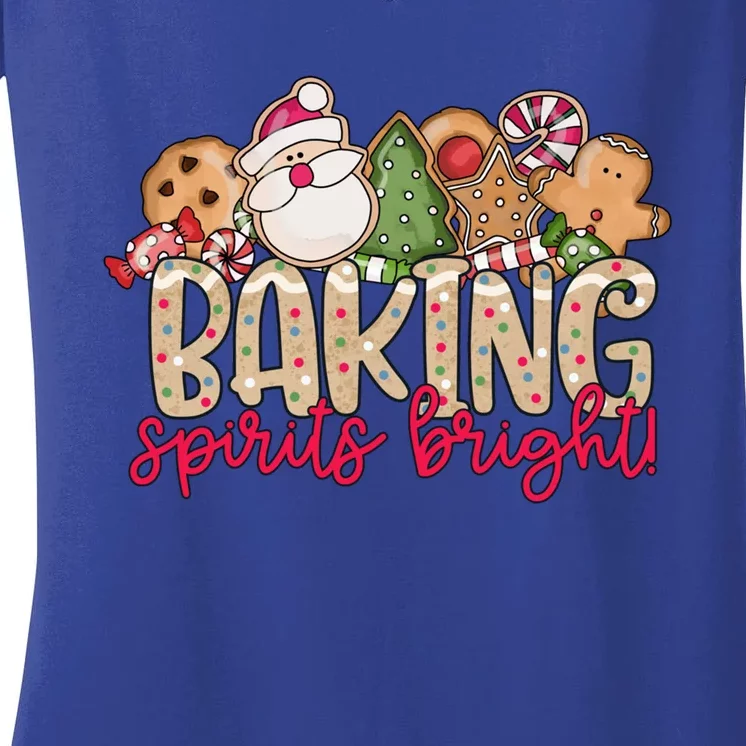 Baking Spirits Bright Christmas Baker Holiday Baking Team Gift Women's V-Neck T-Shirt