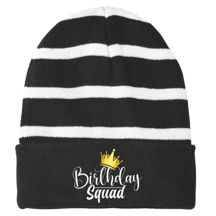 Birthday Squad Birthday Party Funny Gift wife Striped Beanie with Solid Band