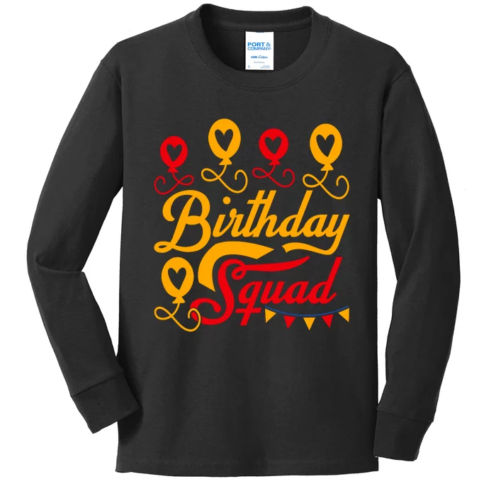 Birthday Squad Kids Long Sleeve Shirt