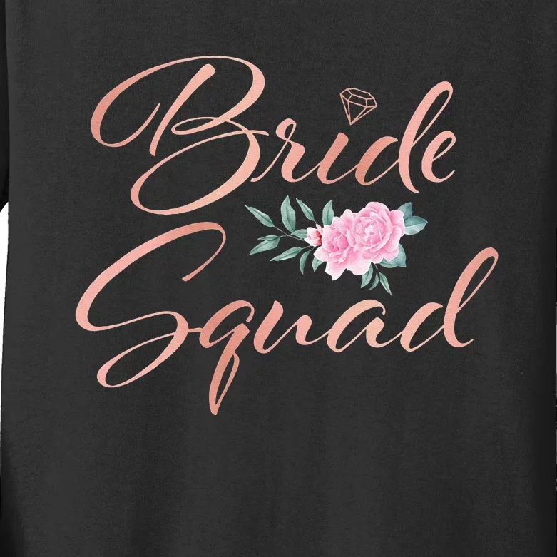 Bride Squad Bachelorette Party Bridal Shower Bridesmaid Kids Long Sleeve Shirt