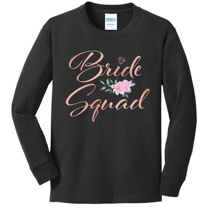 Bride Squad Bachelorette Party Bridal Shower Bridesmaid Kids Long Sleeve Shirt