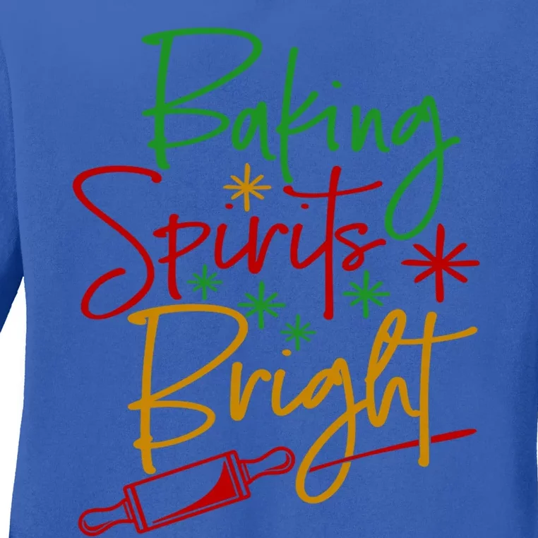 Baking Spirits Bright Christmas Holiday Pastry Chef Bakers Gift Ladies Long Sleeve Shirt