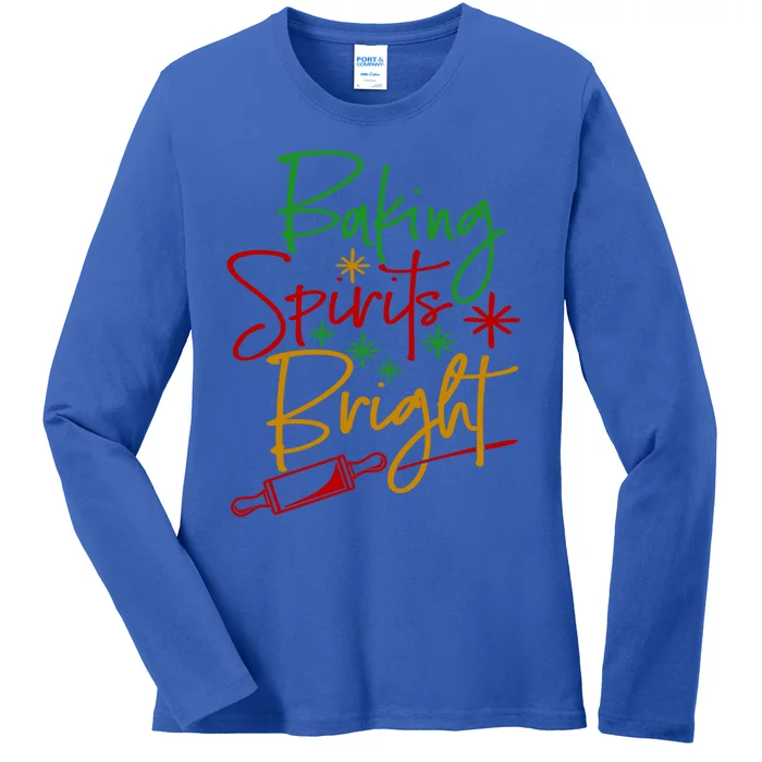 Baking Spirits Bright Christmas Holiday Pastry Chef Bakers Gift Ladies Long Sleeve Shirt