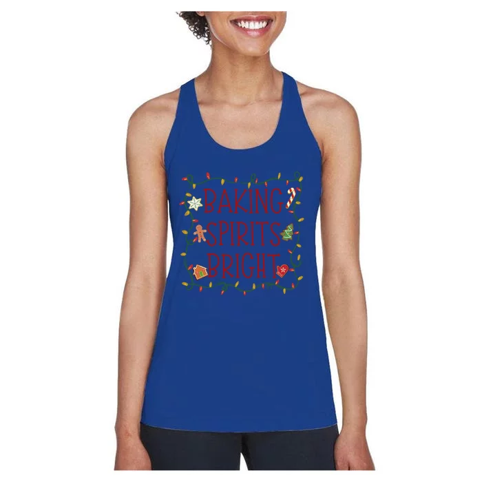 Baking Spirits Bright Cookies Christmas Holiday Baker Funny Gift Women's Racerback Tank