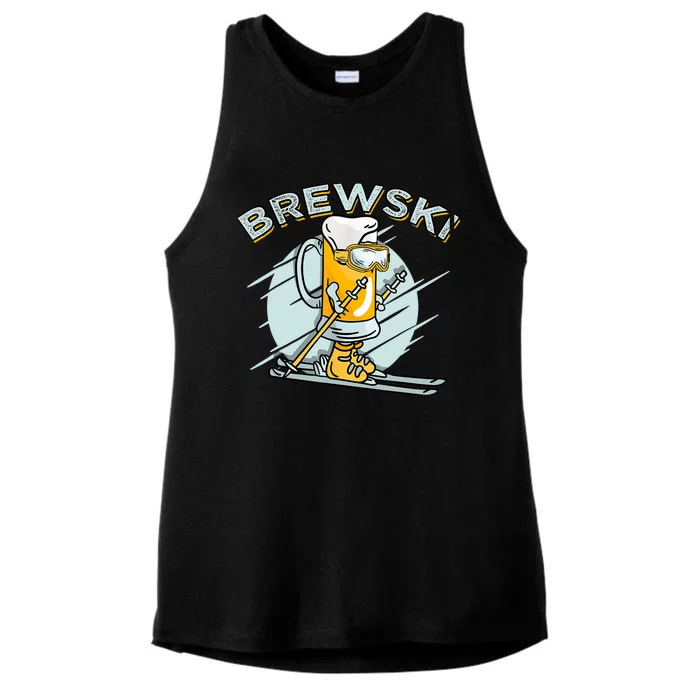 Brewski - Skiing Beer for Winter Sport Ladies Tri-Blend Wicking Tank