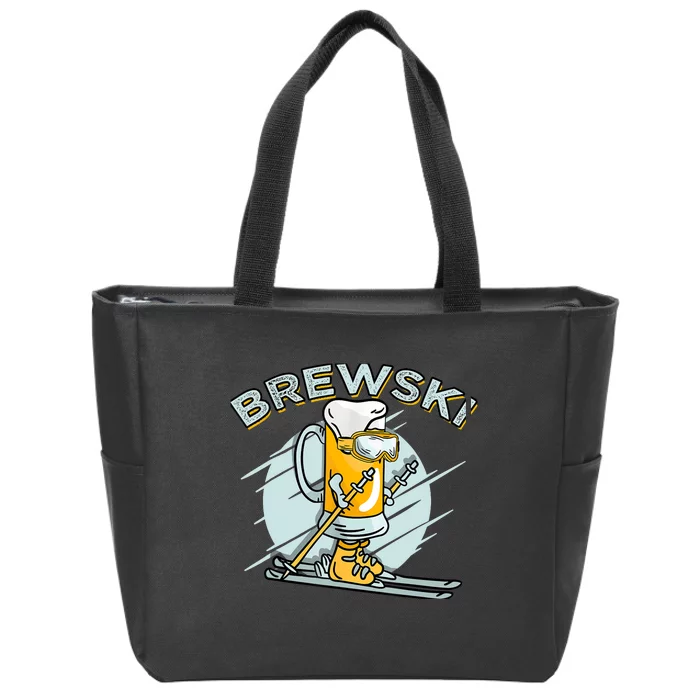 Brewski - Skiing Beer for Winter Sport Zip Tote Bag