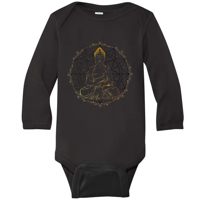 Buddha Statue Buddhist Buddhism Zen Yoga Meditation Guatama Baby Long Sleeve Bodysuit