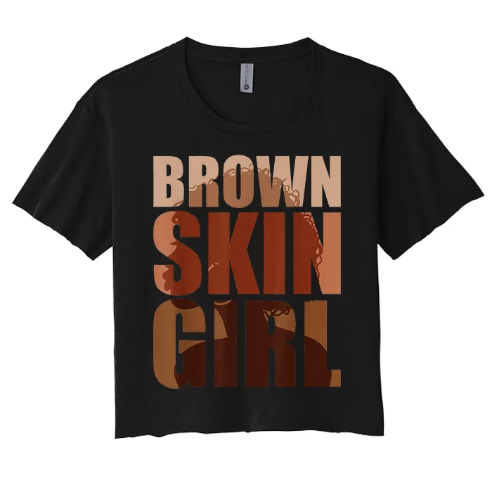 Brown Skin Black Melanin Queen Magic Juneteenth Women's Crop Top Tee