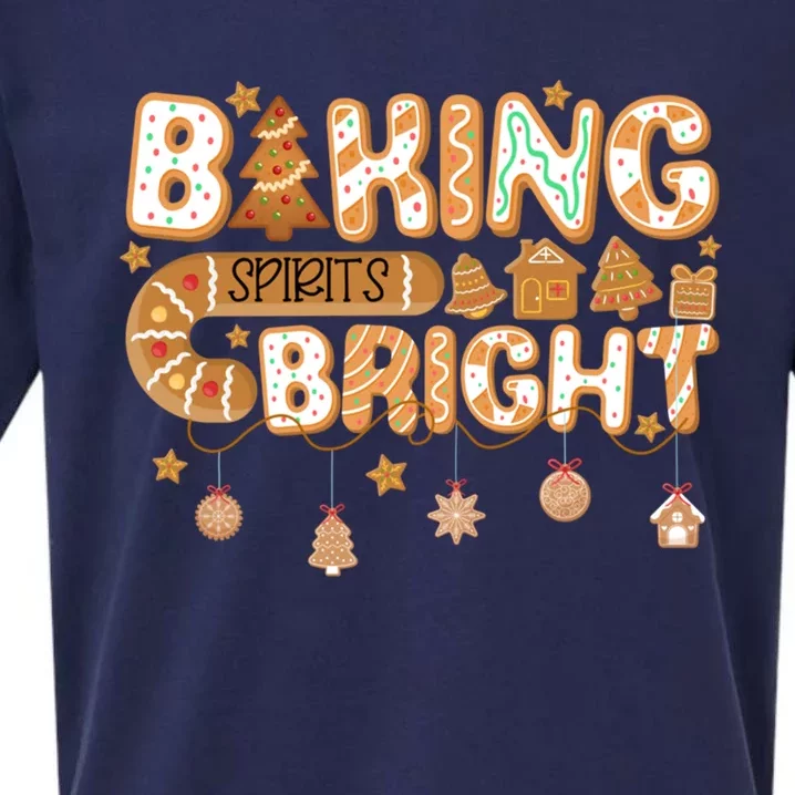 Baking Spirits Bright Gingerbread Christmas Cookies Xmas Funny Gift Sueded Cloud Jersey T-Shirt