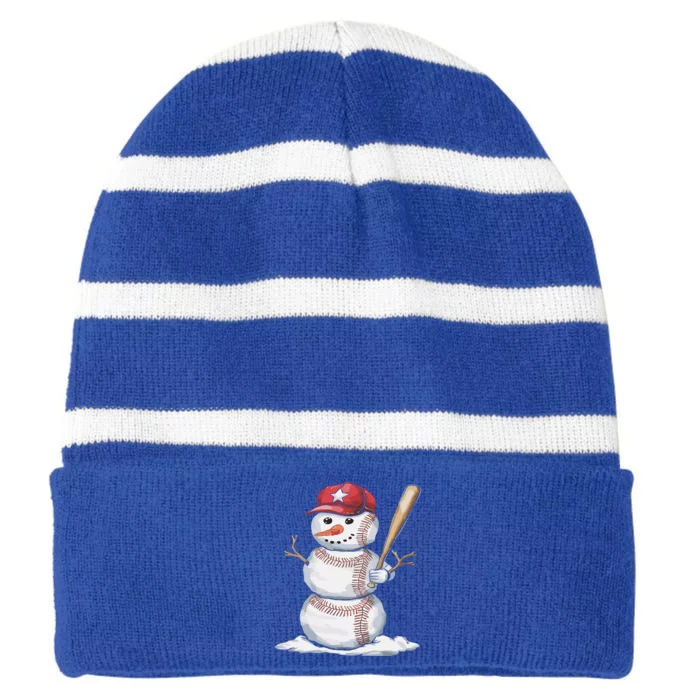 Baseball Snow Balls Snow Christmas Xmas Gift Striped Beanie with Solid Band