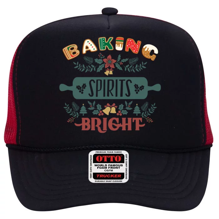 Baking Spirits Bright Holiday Christmas Cookie Baking Cute Gift High Crown Mesh Trucker Hat