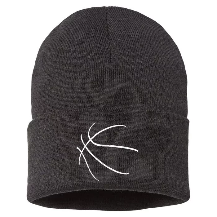 Basketball Silhouette Bball Player Coach Sports Baller Gift Sustainable Knit Beanie