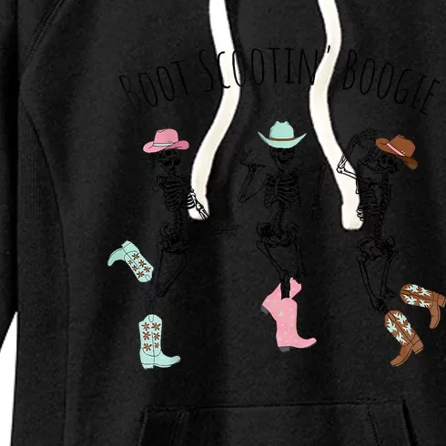 Boot Scootin Boogie Skeletons Dancing Western Halloween Women's Fleece Hoodie