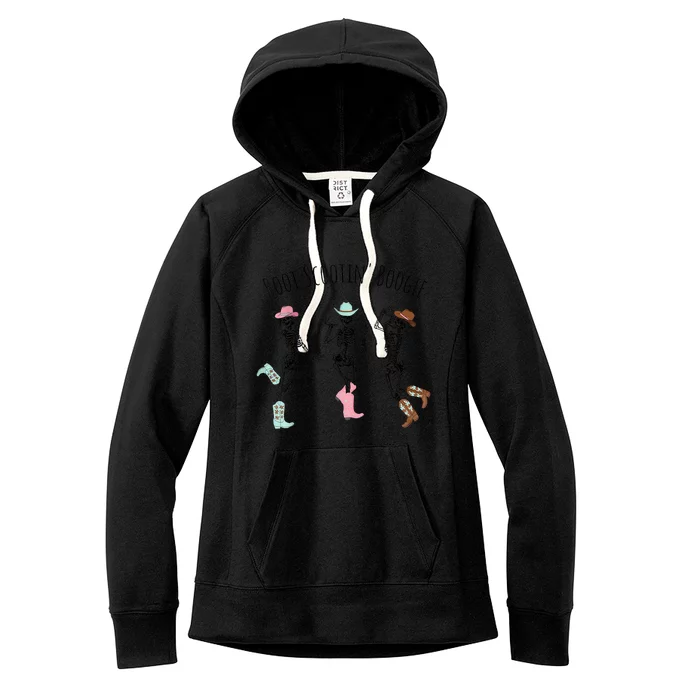 Boot Scootin Boogie Skeletons Dancing Western Halloween Women's Fleece Hoodie