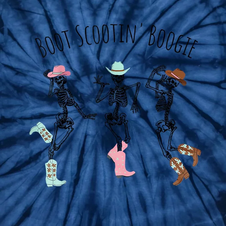 Boot Scootin Boogie Skeletons Dancing Western Halloween Tie-Dye T-Shirt