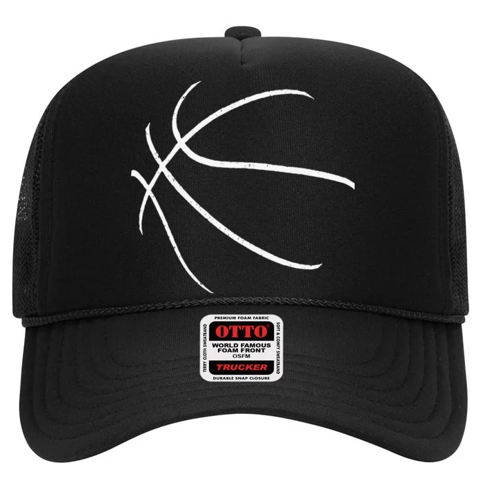 Basketball Silhouette Bball Player Coach Sports High Crown Mesh Trucker Hat