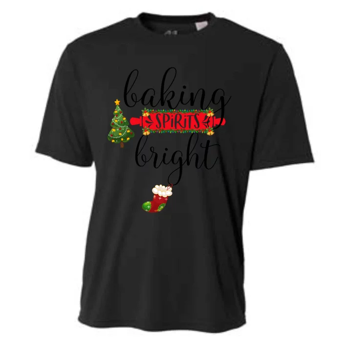 Baking Spirits Bright Christmas Tree Cooking Baking Lovers Gift Cooling Performance Crew T-Shirt