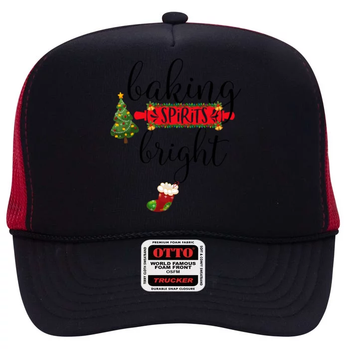 Baking Spirits Bright Christmas Tree Cooking Baking Lovers Gift High Crown Mesh Trucker Hat