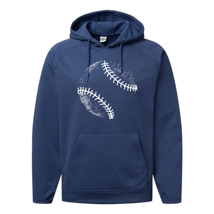 Baseball Silhouette Baseball Ball Gift Performance Fleece Hoodie