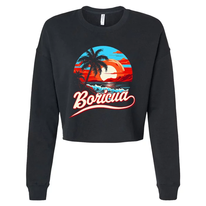 Boricua Spirit Beautiful Puerto Rican Pride Cropped Pullover Crew